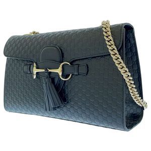Gucci Chain Shoulder Bag Emily GG Micro Gucci Shima Bag Black